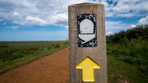 A waymarker on the Norfolk Coast Path.